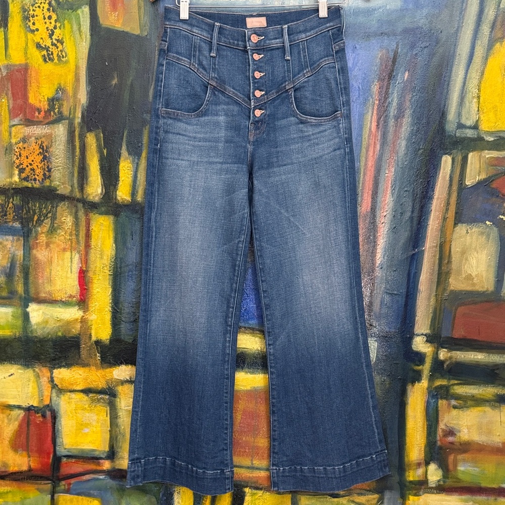 MOTHER The Swooner Roller Yoke Front Ankle Jean in Double Vision Size 27